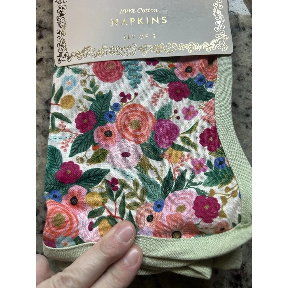 Rifle Paper Co Garden Party Floral 100% Cotton Napkins Set of 8 Summer Spring